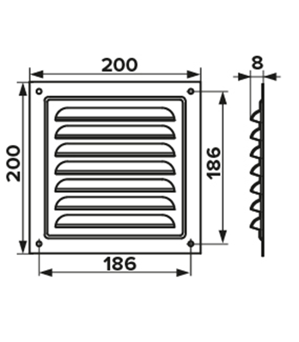 

Вентиляционная решетка вытяжная стальная 200х200 мм