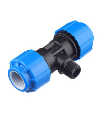 Тройник ПНД Tebo компрессионный переходной 25х25х1/2 НР(ш)