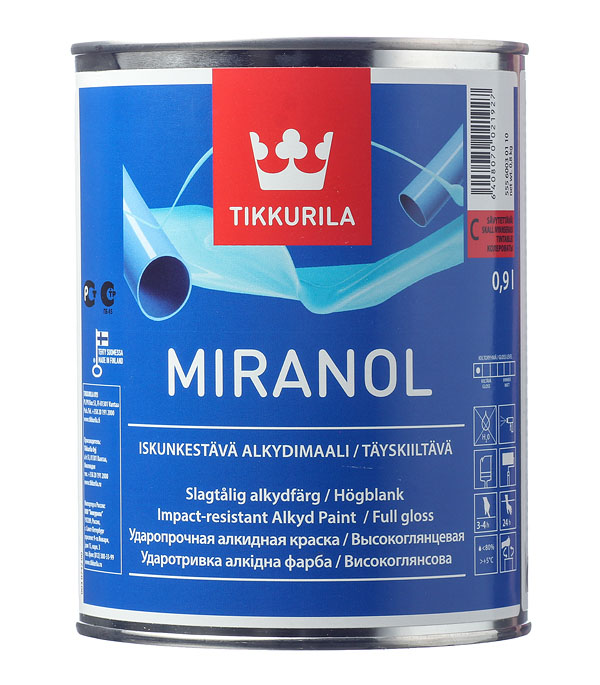 фото Эмаль алкидная tikkurila miranol основа с глянцевая 0.9 л