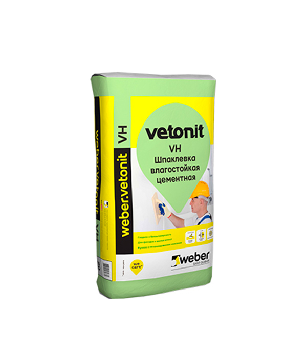 Шпаклевка цементная Weber.vetonit VH для влажных помещений белая 20 кг