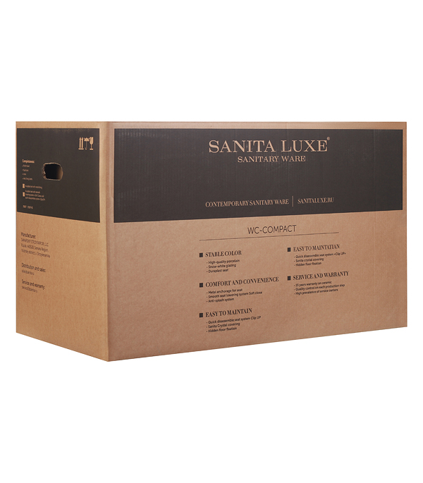 

Унитаз-компакт SANITA LUXE Art с горизонтальным выпуском с сиденьем дюропласт микролифт, Белый
