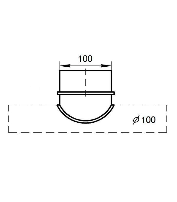 Врезка для круглых воздуховодов d100х100 мм оцинкованная