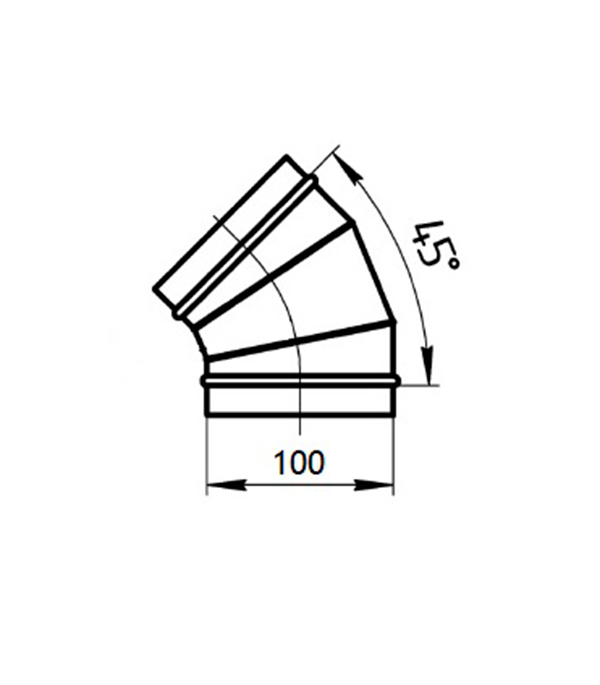 фото Отвод для круглых воздуховодов оцинкованный d100 мм на 45°