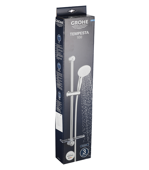 Душевой комплект GROHE TEMPESTA NEW 27927001/27927000 со стойкой 600 мм с лейкой D100 мм 3F и мыльницей от Петрович