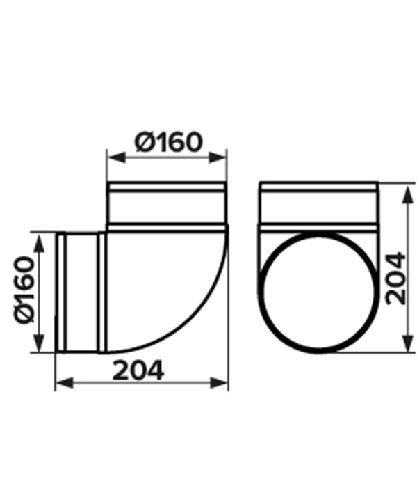 фото Колено для круглых воздуховодов пластиковое d160 мм 90° era