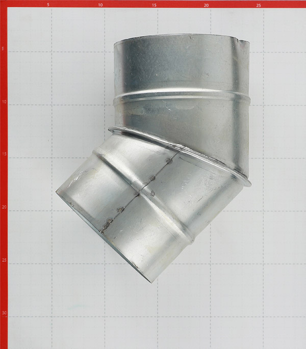 фото Отвод для круглых воздуховодов оцинкованный d125 мм на 45°