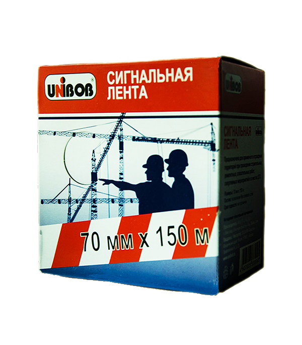 Лента сигнальная Unibob красно-белые полоски 70 мм 150 м от Петрович