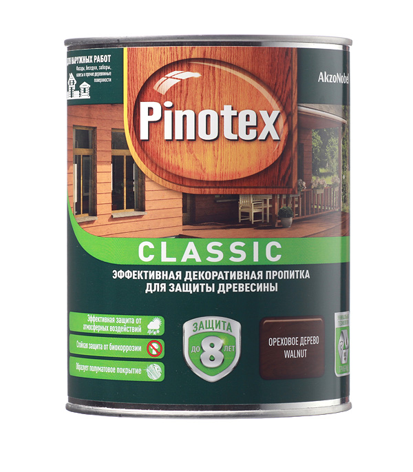 фото Антисептик pinotex classic декоративный для дерева орех 1 л