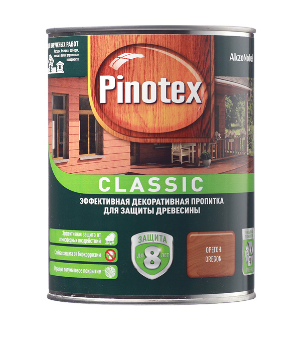 фото Антисептик pinotex classic декоративный для дерева орегон 1 л