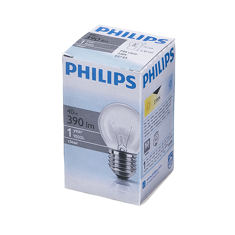 

Лампа накаливания Philips 40 Вт Е27 шар прозрачная