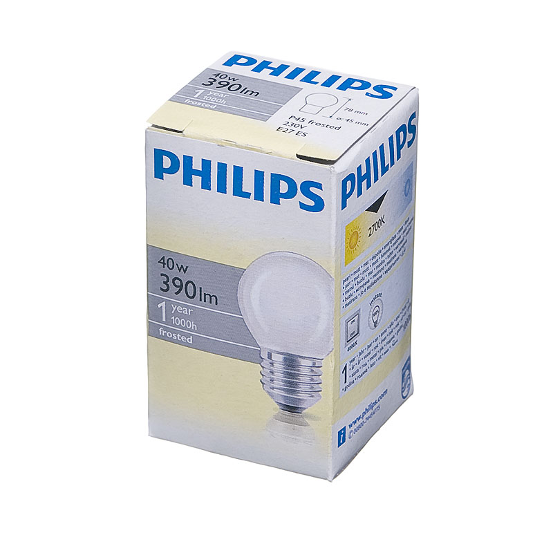 

Лампа накаливания Philips 40 Вт Е27 шар матовая