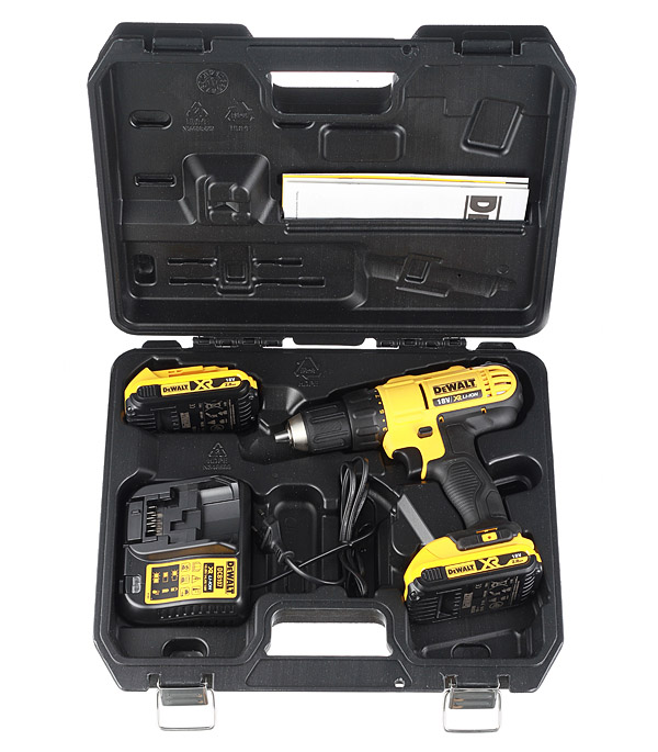 фото Дрель-шуруповерт аккумуляторная dewalt dcd771d2 18в 2х2ач li-ion