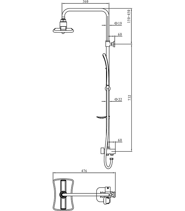 Душевая система LEMARK LM8806C с верхним душем и ручной лейкой 2F без смесителя от Петрович