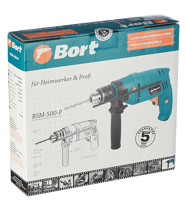 Дрель ударная Bort BSM-500-P (93729080) 500 Вт