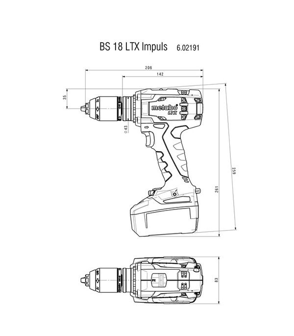 Дрель-шуруповерт аккумуляторная Metabo BS 18 LTX Impuls (602191960) 18В 3х4Ач Li-Ion