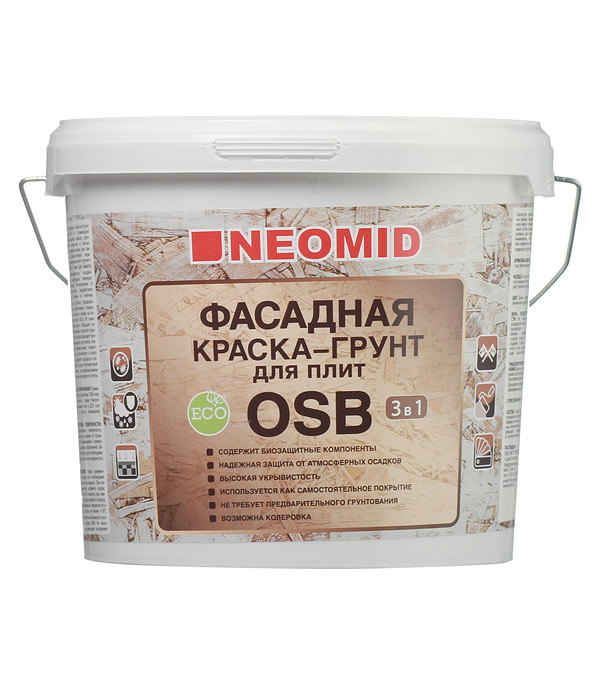 фото Краска водно-дисперсионная для плит osb neomid фасадная 7 кг