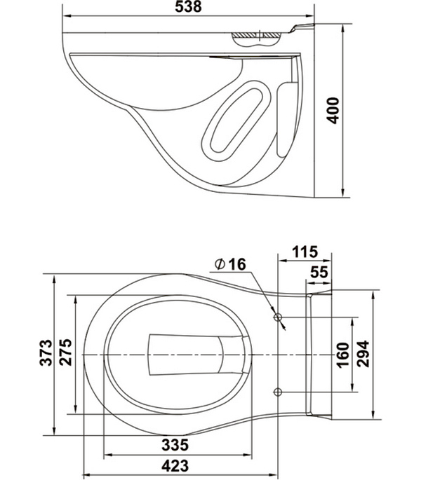

Унитаз подвесной KERAMIN ГРАНД R безободковый с сиденьем дюропласт, Белый