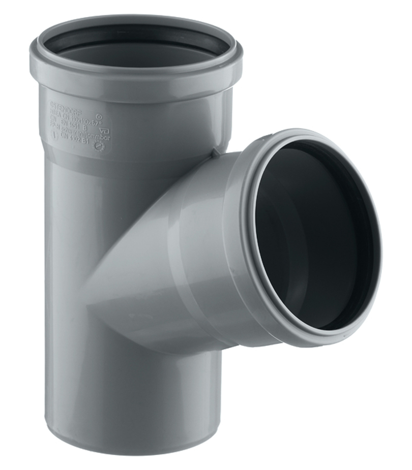Тройник Ostendorf d110 мм 67° пластиковый для внутренней канализации ...