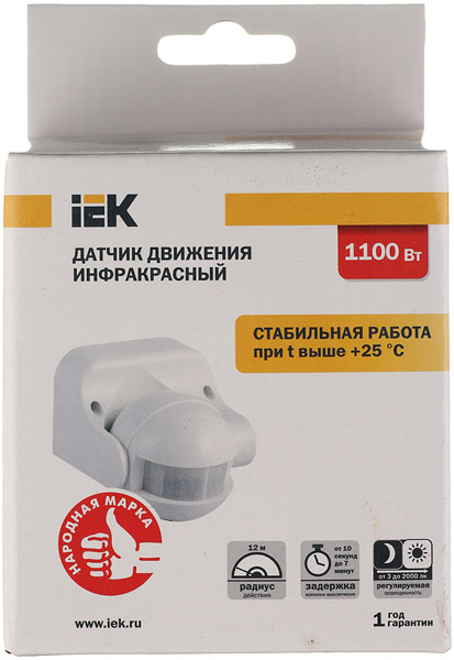 

Датчик движения потолочный/настенный IEK ДД 009 1100 Вт IP44 180 градусов