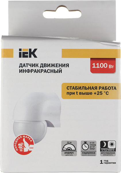 

Датчик движения потолочный/настенный IEK ДД 010 1100 Вт IP44 180 градусов