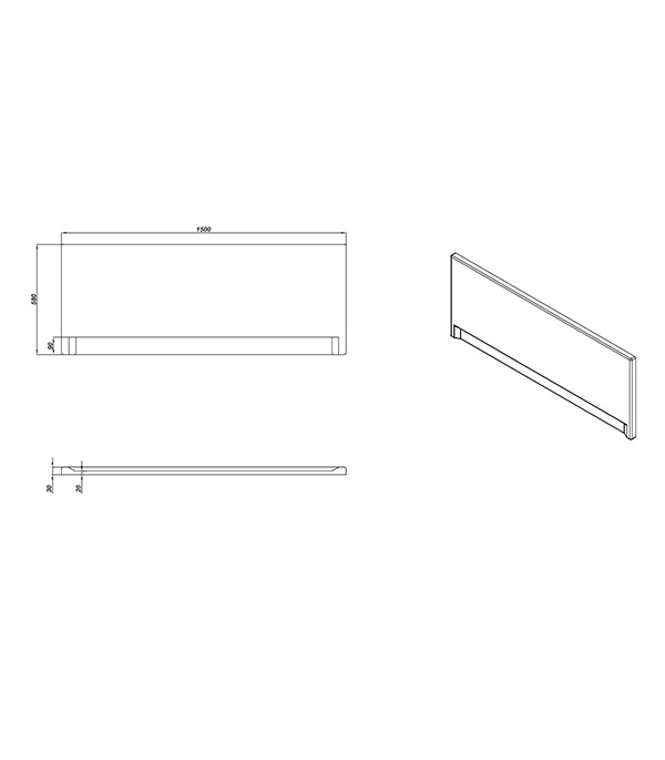 

Панель фронтальная для ванны акриловой CERSANIT 150см универсальная, Белый