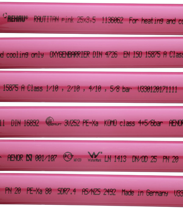 фото Труба из сшитого полиэтилена pe-xa rehau rautitan pink (11360621050) 25х3,5 мм pn10