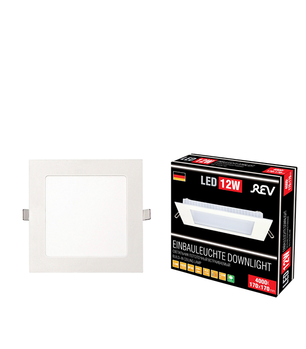 Светильник светодиодный встраиваемый REV 167х167х30 мм 12 Вт 220 В 4000К естественный белый свет квадратный IP20 белый