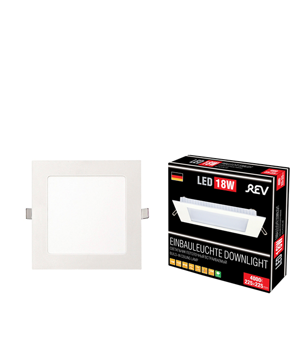 Светильник светодиодный встраиваемый REV 218х218х30 мм 18 Вт 220 В 4000К естественный белый свет квадратный IP20 белый