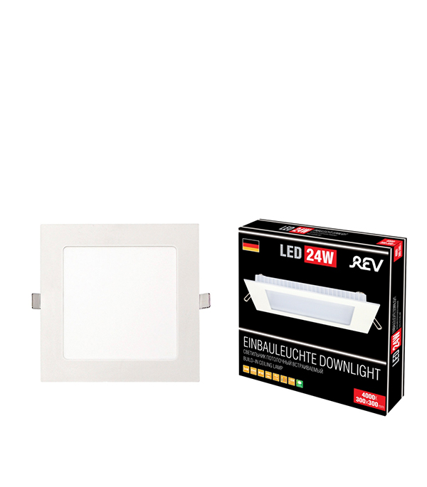 Светильник светодиодный встраиваемый REV 290х290х30 мм 24 Вт 220 В 4000К естественный белый свет квадратный IP20 белый