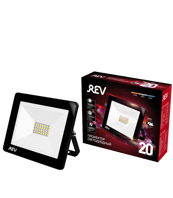 

Прожектор светодиодный REV 20 Вт 220-240 В IP65 4000 К дневной свет, Черный