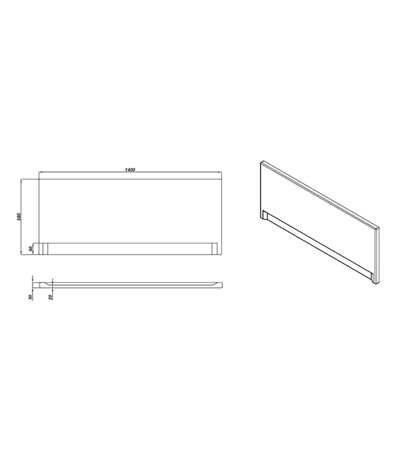 

Панель фронтальная для ванны акриловой CERSANIT 140см универсальная, Белый