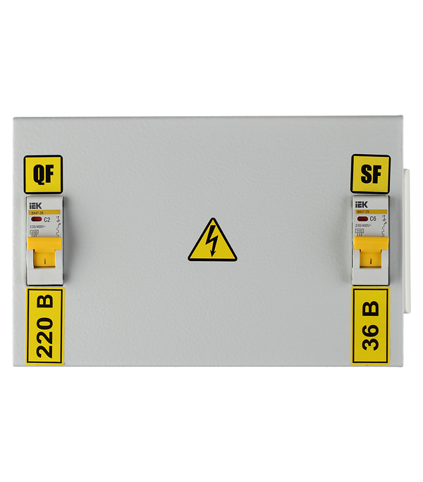 Ящик с понижающим трансформатором IEK однофазный 220/36 В от Петрович