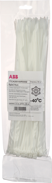 Стяжка кабельная ABB 7TCA300100R0002 300х3,6 мм нейлонoвая белая (100 шт.)