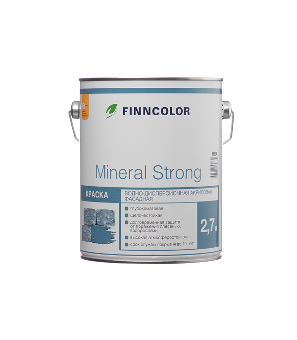 фото Краска водно-дисперсионная фасадная finncolor mineral strong белая основа lap/mra 2,7 л