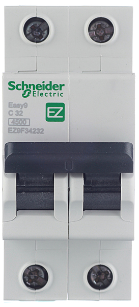 фото Автоматический выключатель schneider electric easy9 (ez9f34232) 2p 32а тип c 4,5 ка 400 в на din-рейку