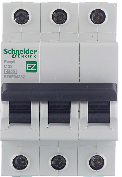 фото Автоматический выключатель schneider electric easy9 (ez9f34332) 3p 32а тип c 4,5 ка 400 в на din-рейку