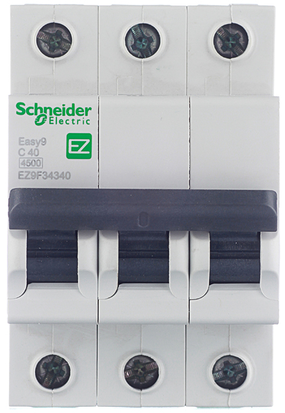 фото Автоматический выключатель schneider electric easy9 (ez9f34340) 3p 40а тип c 4,5 ка 400 в на din-рейку