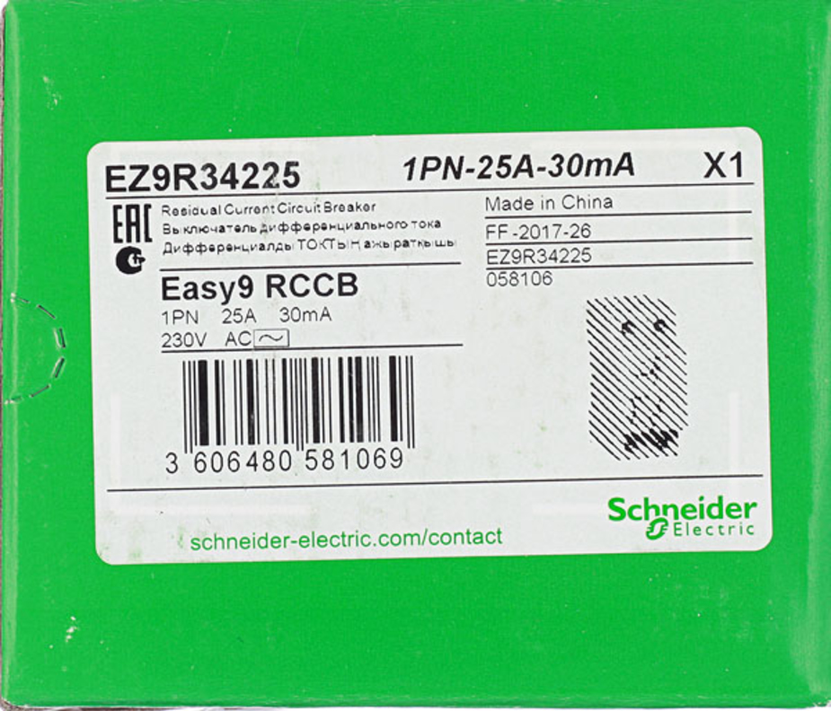 Выключатель дифференциального тока узо 2п 25а 30ма тип ac easy9 sche ez9r34225