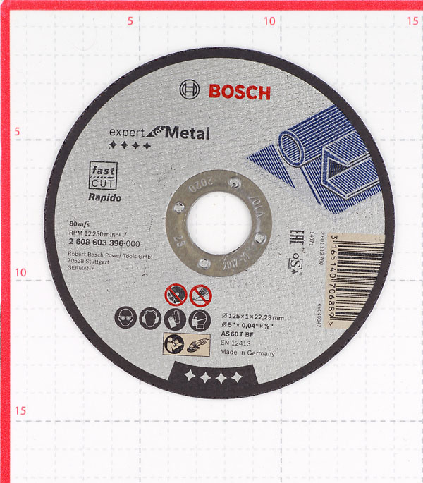 фото Круг отрезной по металлу bosch (2608603396) 125х22х1 мм