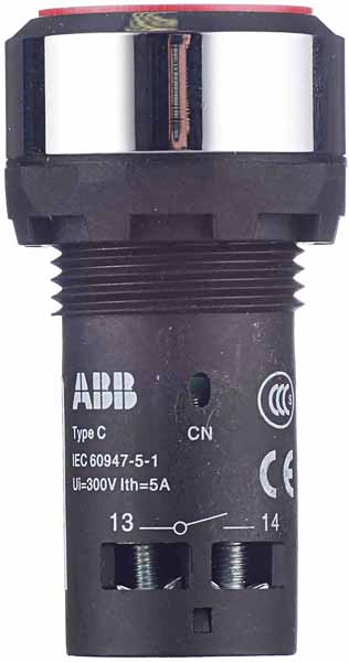 фото Кнопка abb cp1-30r-11 (1sfa619100r3071) 220 в на дверцу щита красная