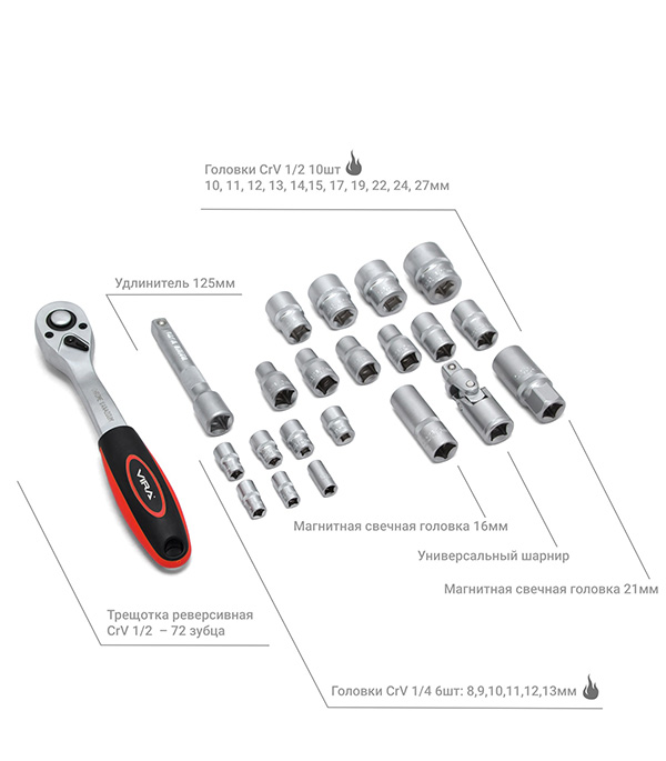 фото Набор инструментов vira rage (305102) (56 шт.)