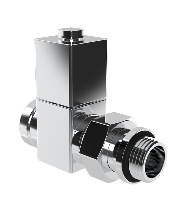 Клапан (вентиль) регулирующий ручной прямой Royal Thermo CUBE (RTE 50.026) 1/2 НР(ш) х 1/2 ВР(г) для радиатора хром