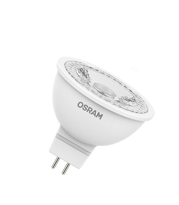 фото Лампа светодиодная osram 4,2 вт gu5.3 рефлектор mr16 3000 к теплый свет 12 в