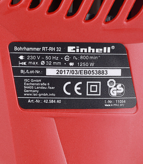 фото Перфоратор электрический einhell rt-rh 32 (4258440) 1250 вт 3,5 дж sds-plus