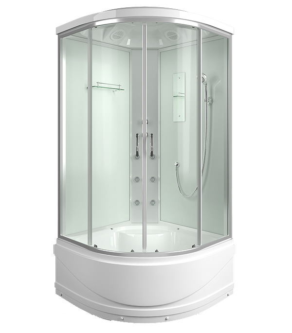 

Душевая кабина MIRWELL MRL903-31 90х90х215см с высоким поддоном с крышей стекло прозрачное 4мм, Белый