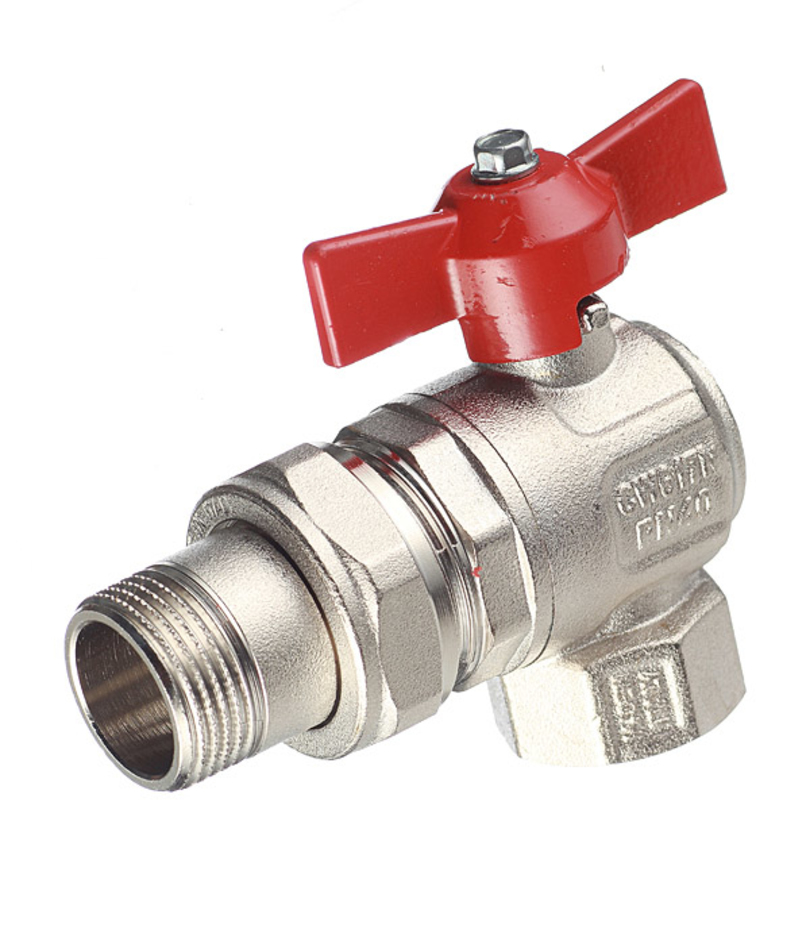 Кран шаровой латунный 3/4 ВР(г) х 3/4 НР(ш) бабочка с полусгоном ...