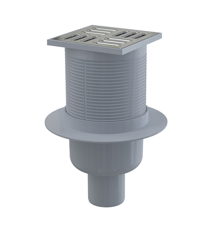 Трап прямой решетка сталь AlcaPlast 105х105х50 мм с фланцем ...