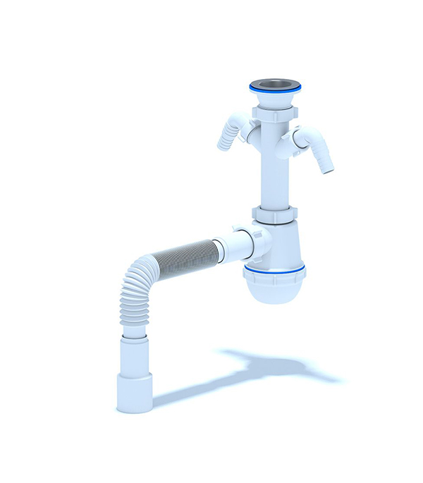 Сифон для мойки Ani-grot А1115 1.1/2х70 бутылочный с двумя отводами и ...