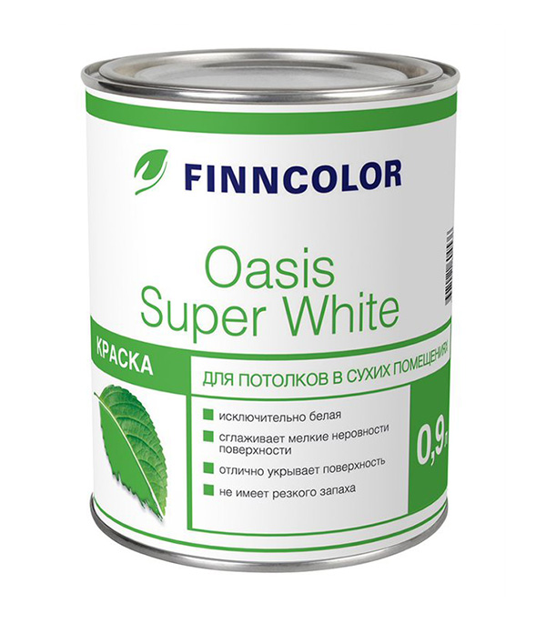 фото Краска водно-дисперсионная интерьерная finncolor oasis super white белая 0,9 л