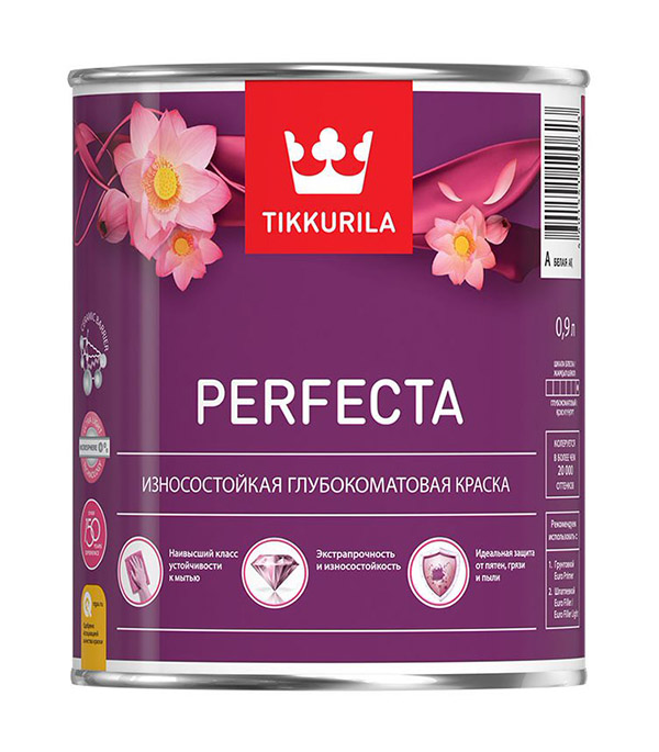 фото Краска водно-дисперсионная интерьерная tikkurila perfecta белая основа а 0,9 л